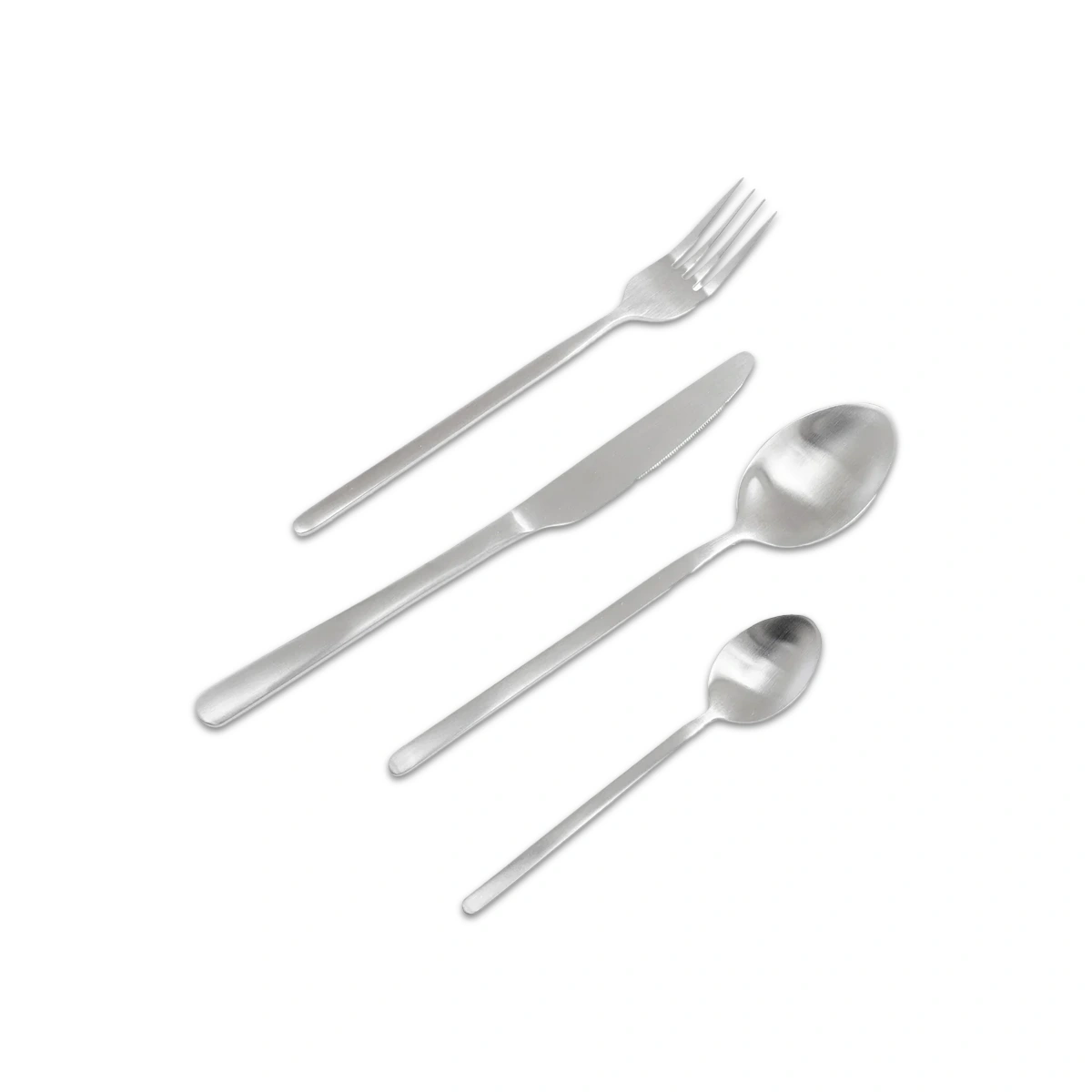 Gloria Cutlery Set, Matt Silver Stainless Steel, 16-Part