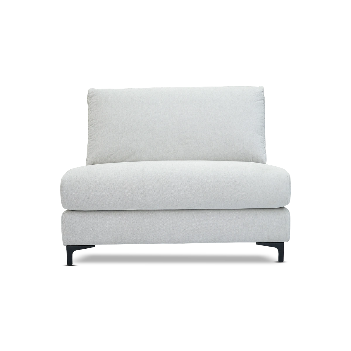 Beige Polyester Lua 1.5 Seater Sofa Without Arm, Compact Size with Black Metal Legs