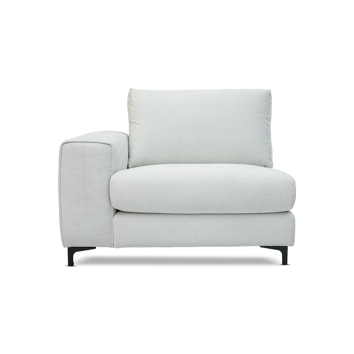 Lua Left Arm Beige Armchair in Polyester with Black Metal Legs