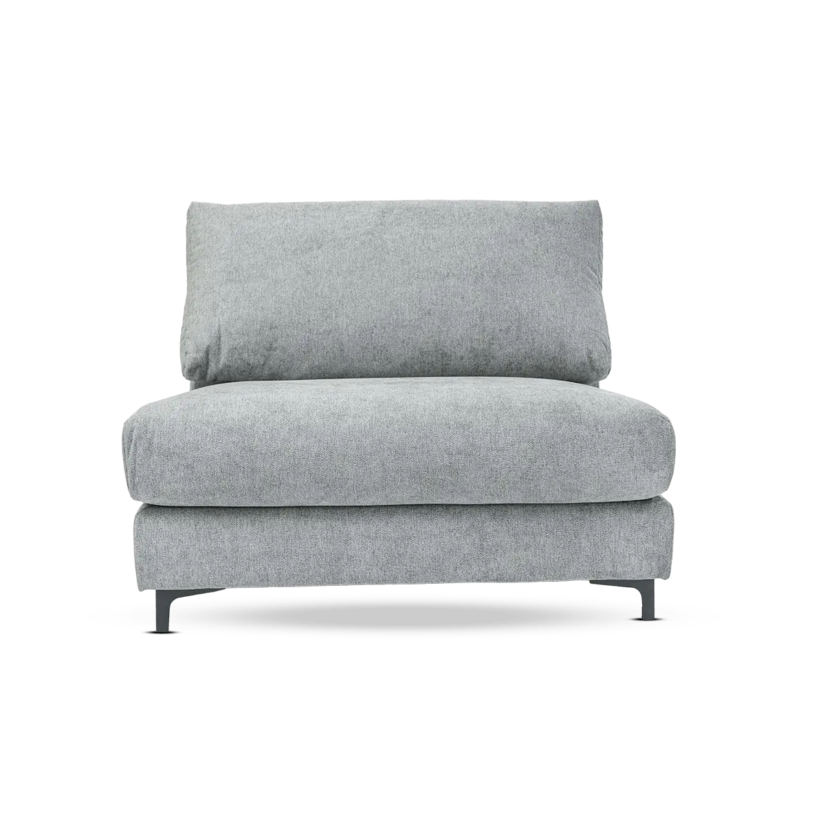 Grey Tarim Lua 1.5 Seater Sofa without Arm - Polyester with Black Metal Legs