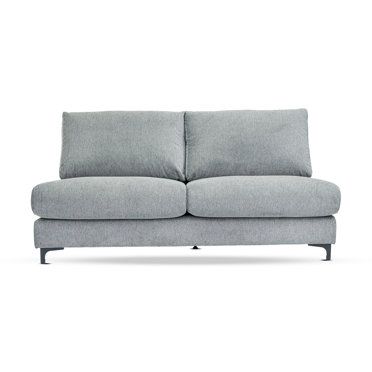 Lua 2 Seater Sofa Without Arm – Grey | Minimalist Armless Design & Soft Polyester Upholstery