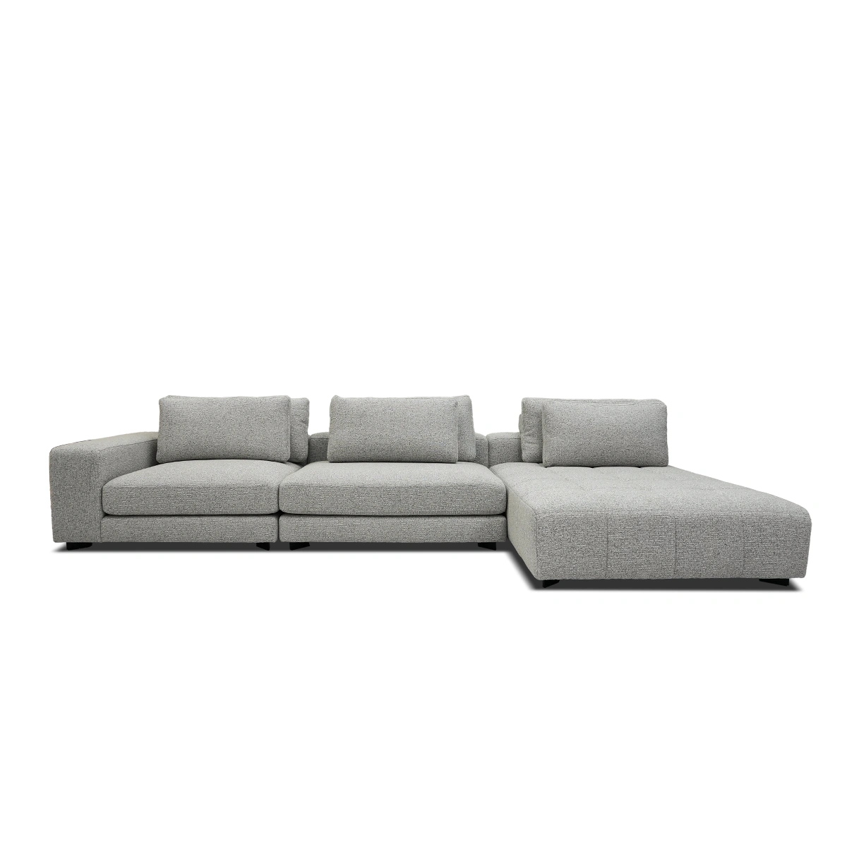 Bella Vista Sofa with Right Chaise Longue – Dark Beige | Fabric & Wood