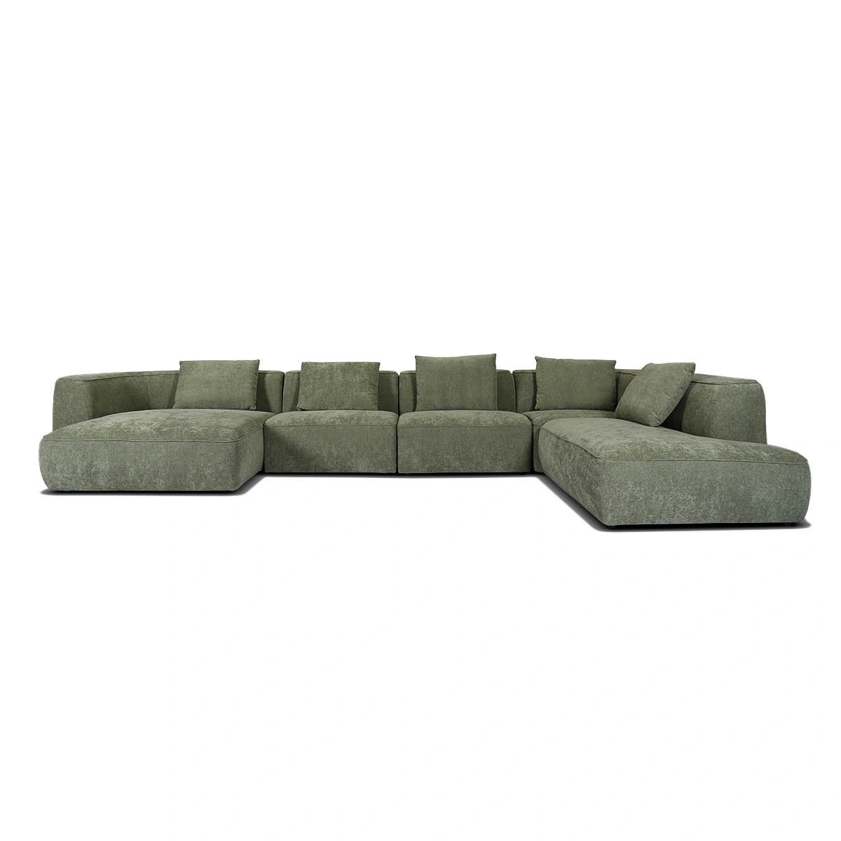 Monza Corner Sofa with Right Ottoman – Green | Modern Minimalist Design & Deep Lounging Comfort