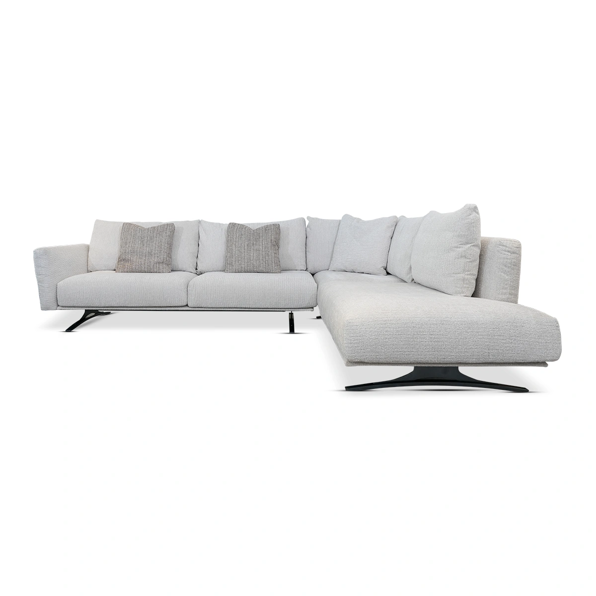 Oxygen Right Chaise Corner Sofa – Beige | Plush Feather-Filled Comfort, Modern Low-Profile Design
