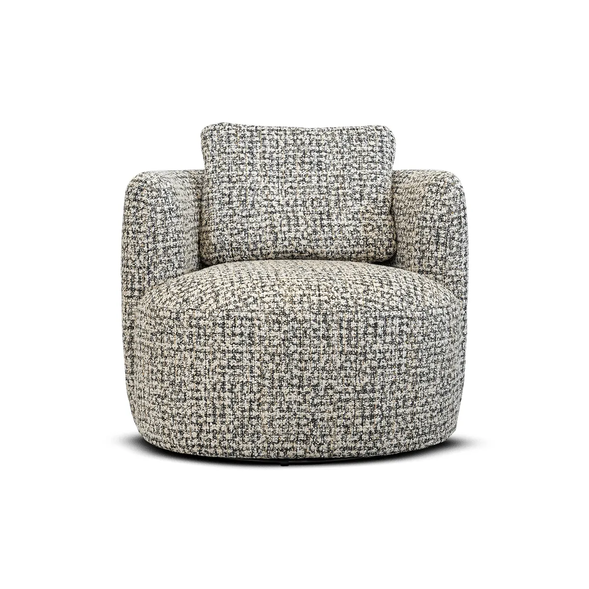 Coco Armchair in Beige Fabric with Swivel Mechanism