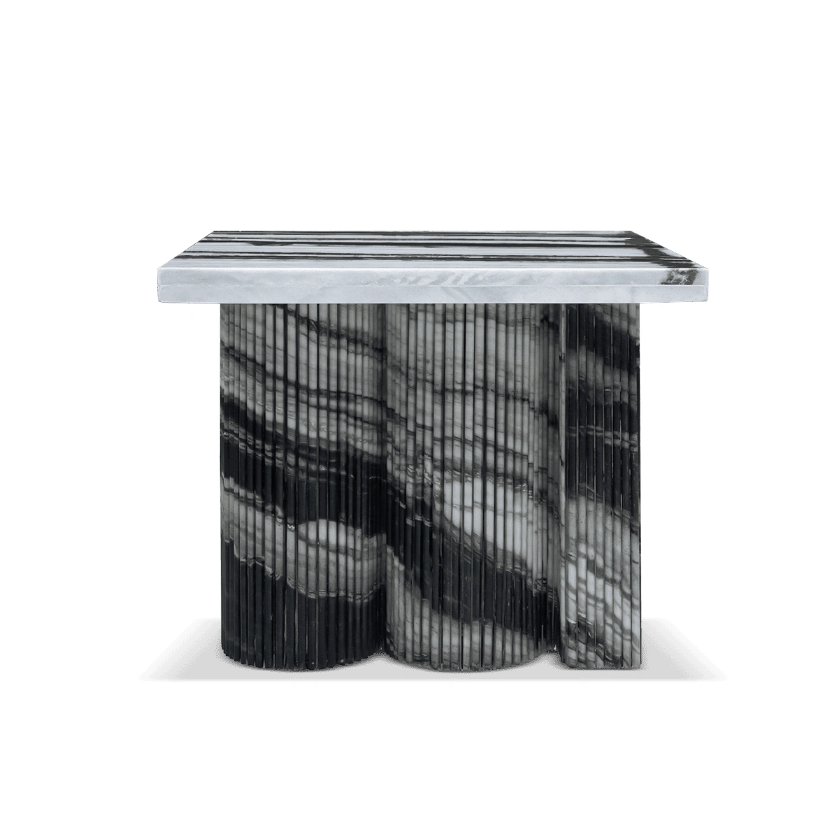 Berlin Side Table in Black Panda Marble with Coated Metal