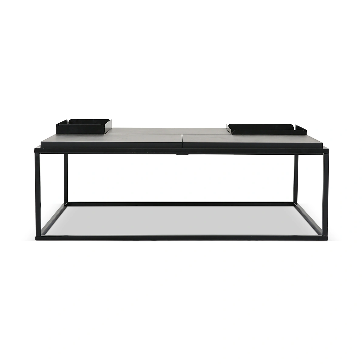 Douro Grey Concrete Look Coffee Table with Metal Structure and Storage Boxes