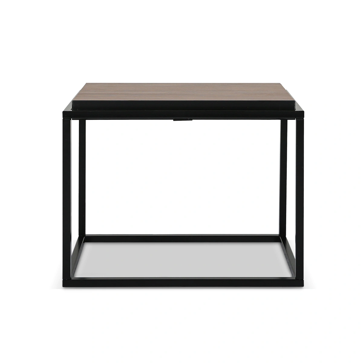 Douro Black and Walnut Wooden Side Table - Square Design