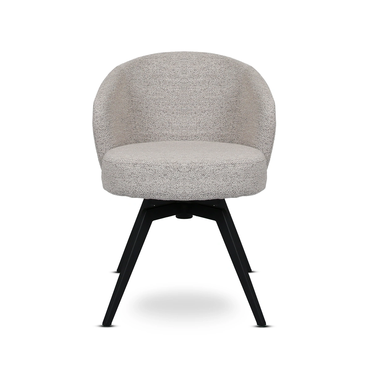 Beige Darlene Dining Chair with Armrest in Monza Fabric and Black Steel Base