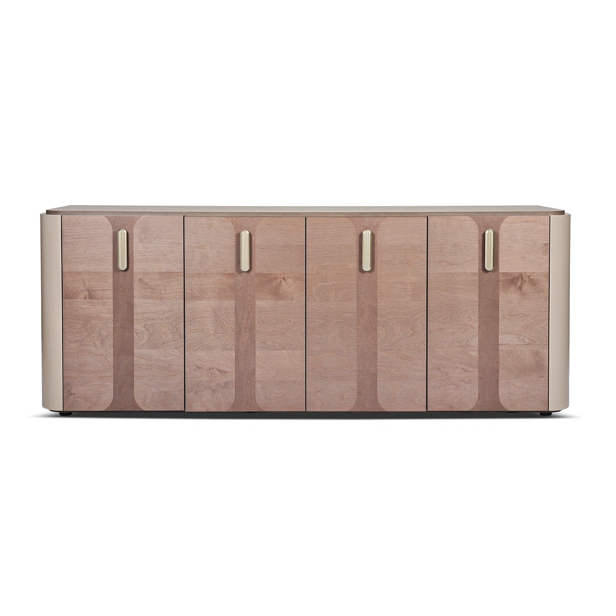 Hebe 4-Door Buffet in Beige Melamine Saddle Birch and Anthracite Alkorcell