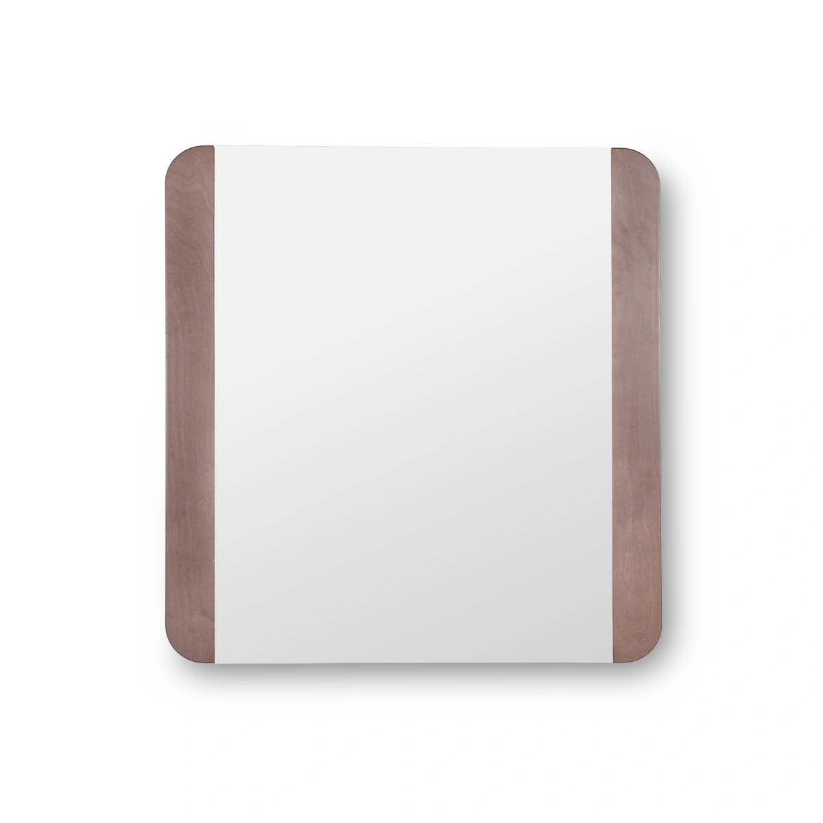 Hebe Brown Wall Mirror with Birch Inlay, Cream Accents - 100x106.7 cm