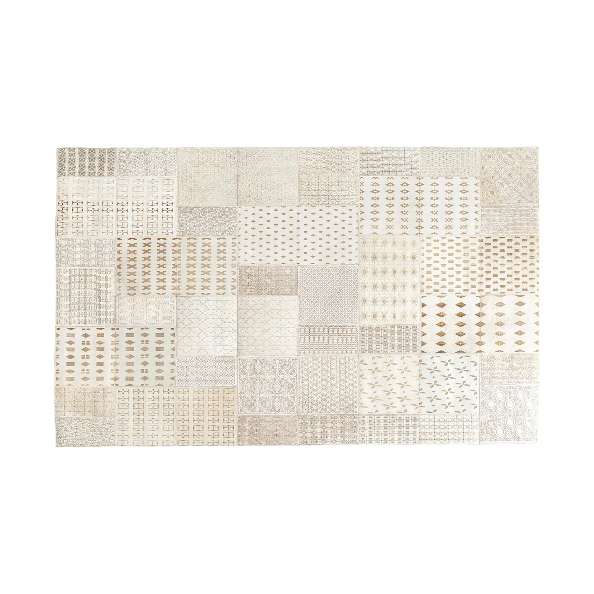 Sala Beige Fur Rug made of Wool and Oxhide, Size 240 x 170 cm