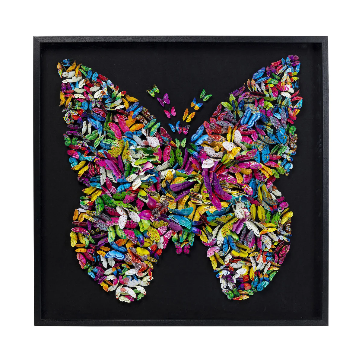 Multicolor Farfalla Deco Frame in Linen Flax, 120x120 cm