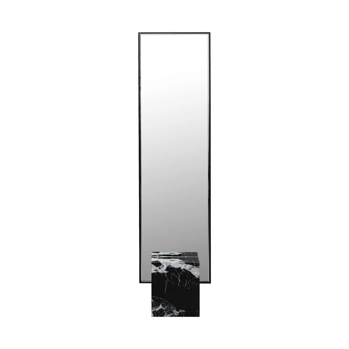 Hulda Black Marble Floor Mirror with Steel Lacquered Frame - 180x46x30 cm
