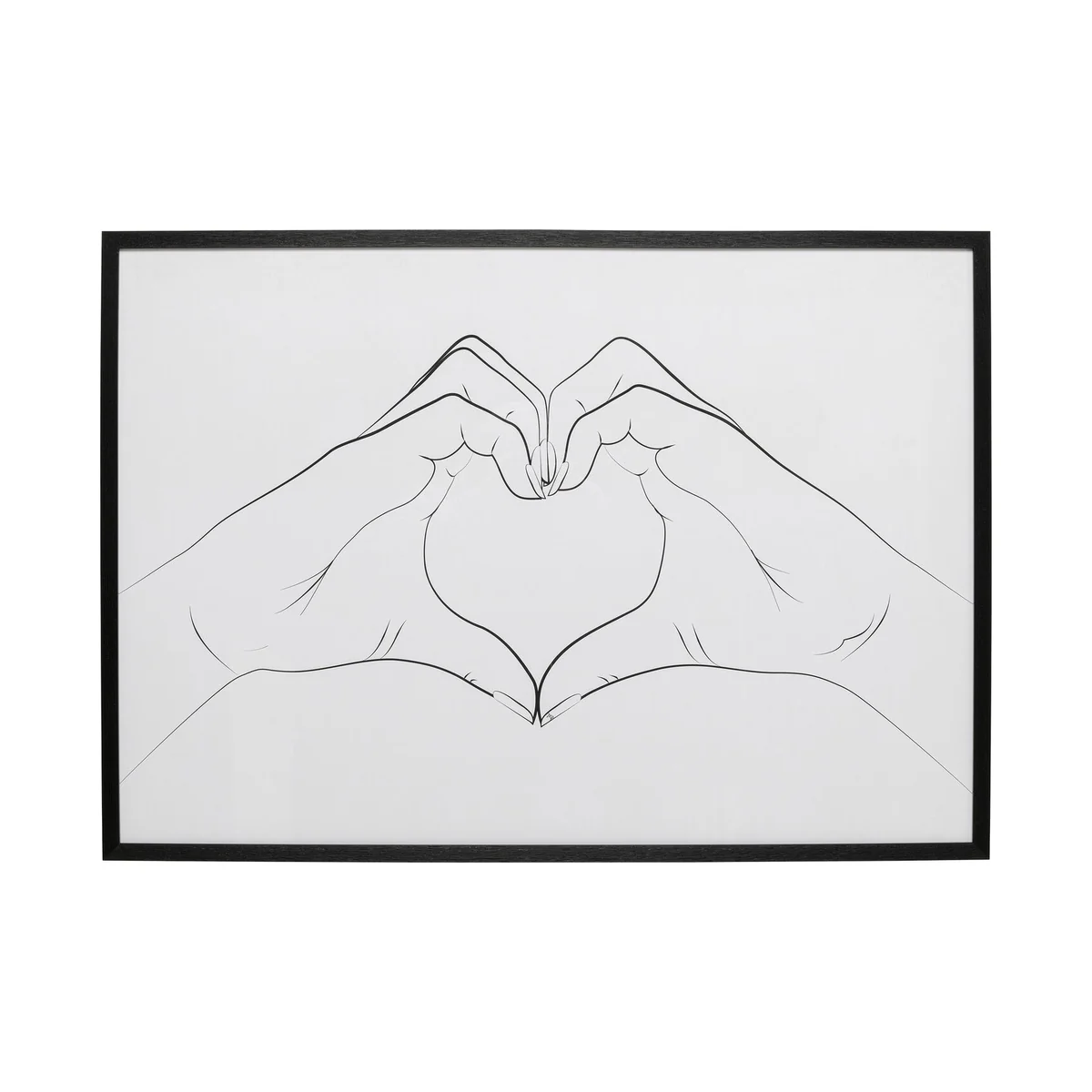 Heart Hands Black Framed Picture - Large, Black and White Art Paper Print