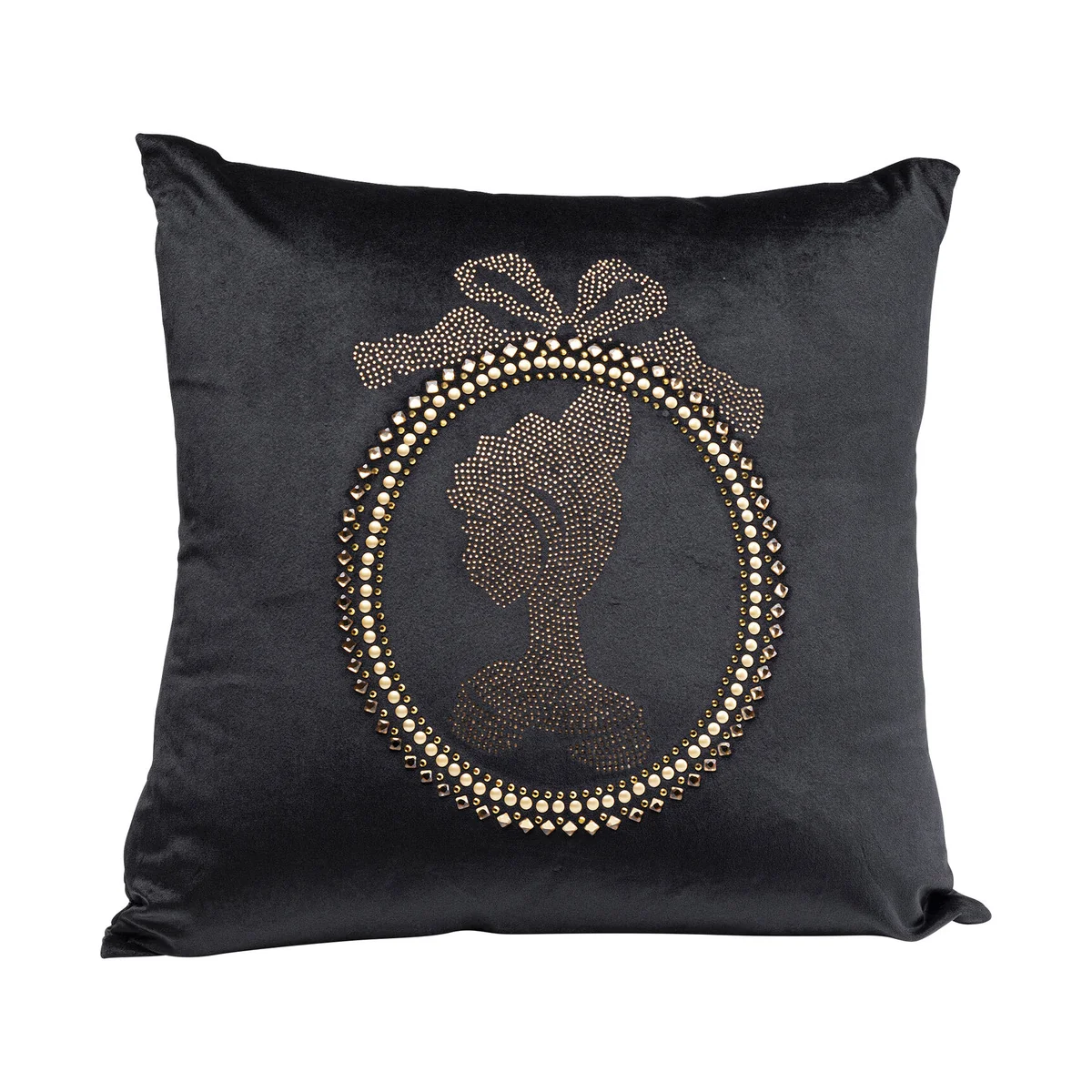 Golden Diamond Medallion Cushion, Glass Clear Appliqué, 45cm