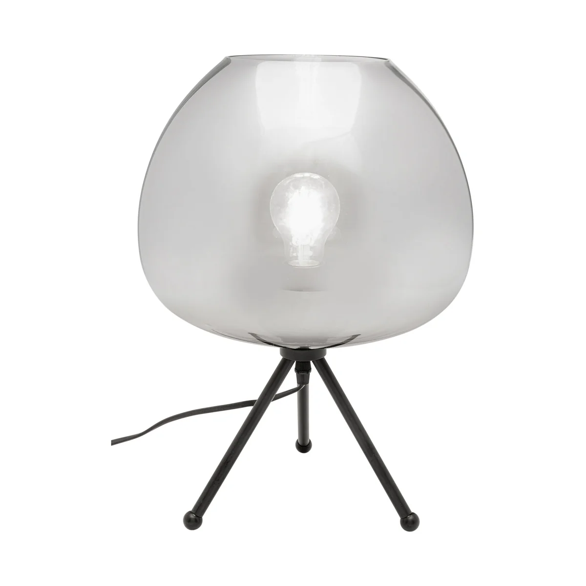 Sphere Smoke Table Lamp in Grey, Glass Electroplated on Steel Brass-Plated Frame