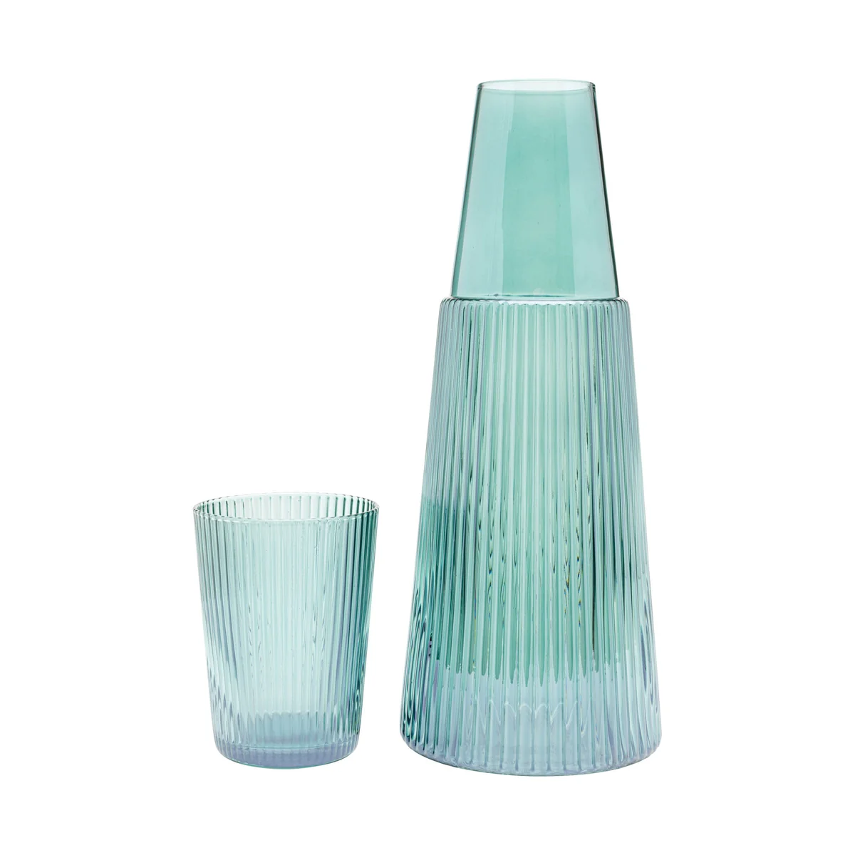 Rumba Carafe with Matching Drinking Glass - Vibrant Green, Colored Glass, 25.5cm Height