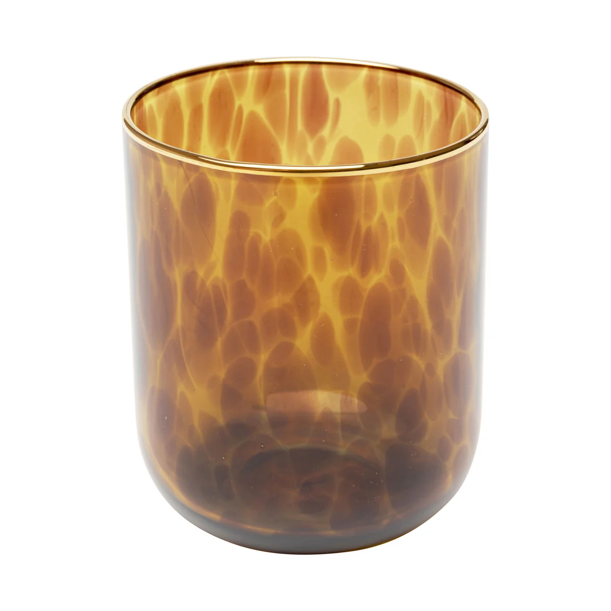 Caramel Colored Glass Water Glass with Gold Rim