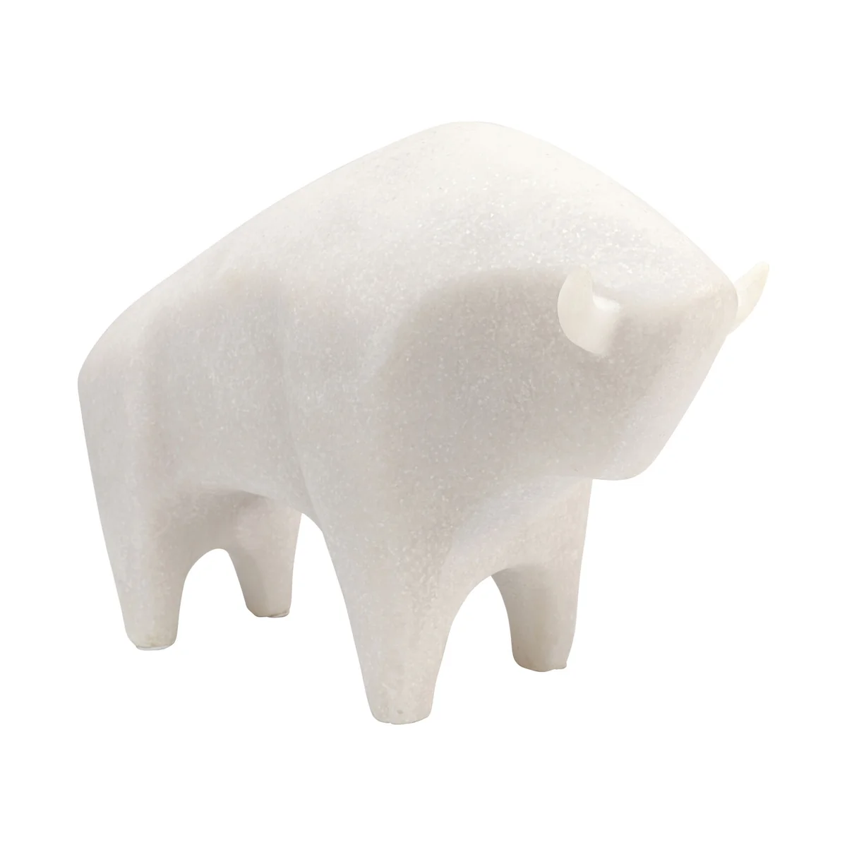 White Polysandstone Soft Bull Decorative Figurine - 29 x 12 x 20cm