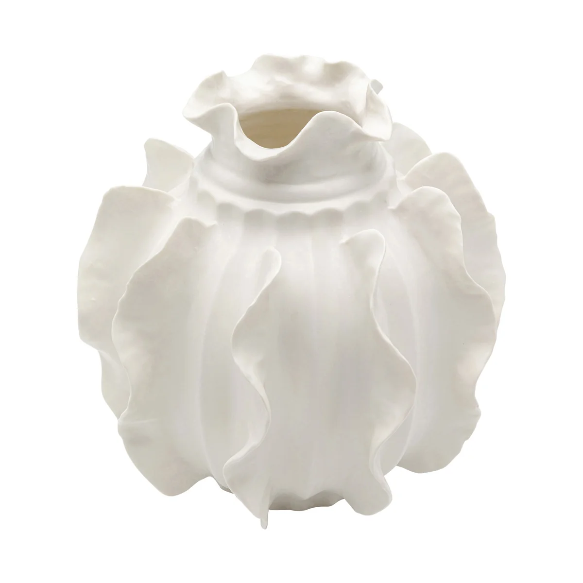 White Small Viento Vase in Hand-Painted Porcelain