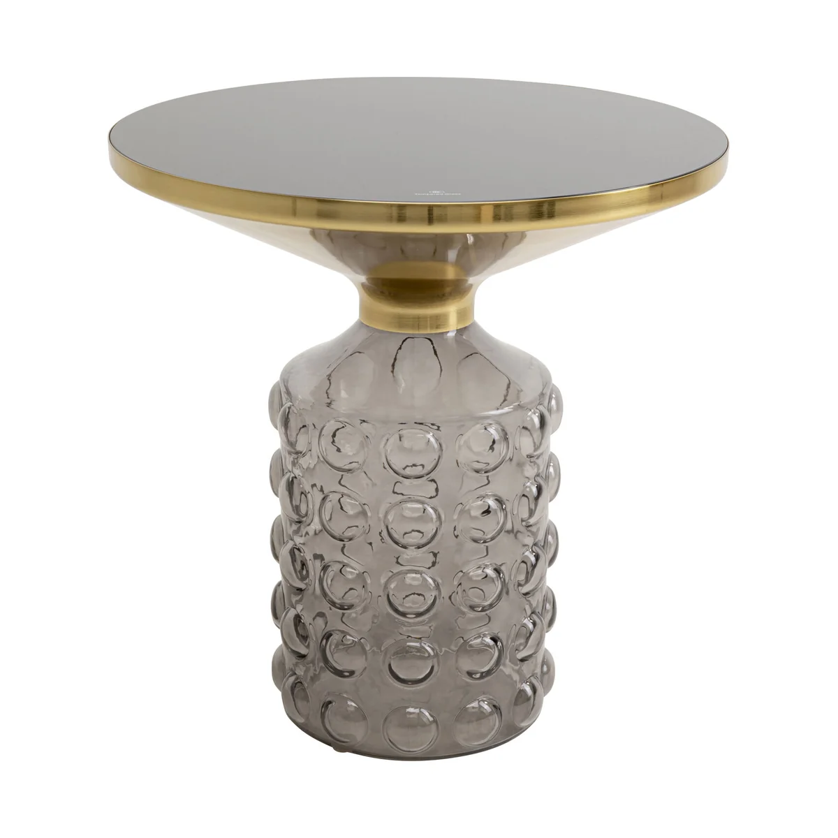 Lola Side Table in Smoke Grey with Black Toughened Glass, 52x50x50 cm