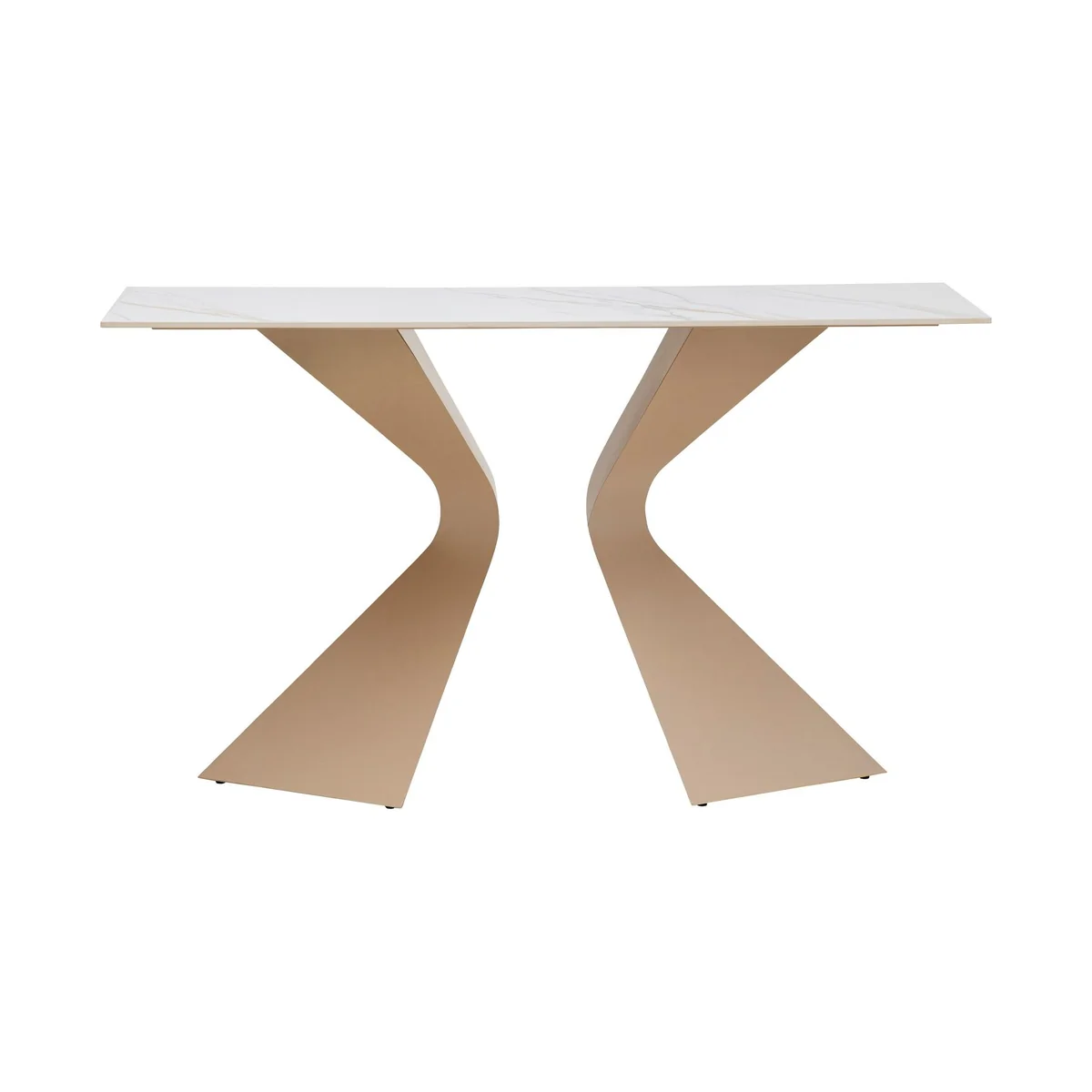 Gloria Console Table in Beige Ceramic and Greige Steel