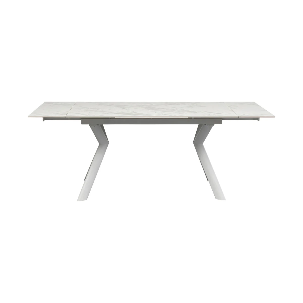 Xenia White Lacquered Stoneware Dining Table with Extension