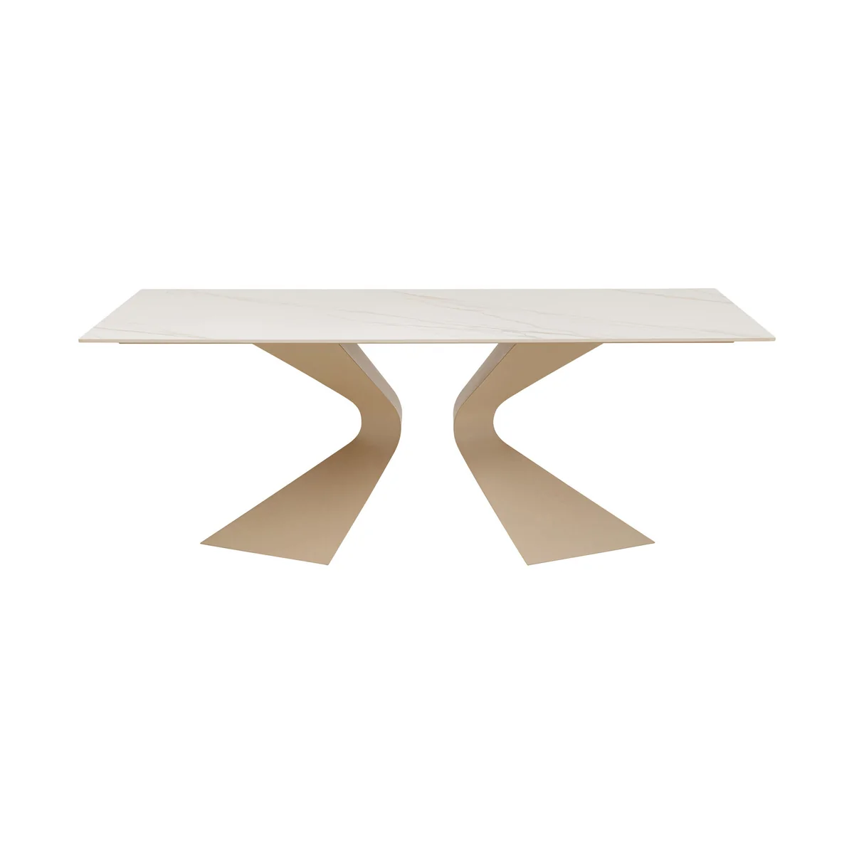 Gloria Dining Table Beige Ceramic with Greige Steel Frame, 6–8 Seater