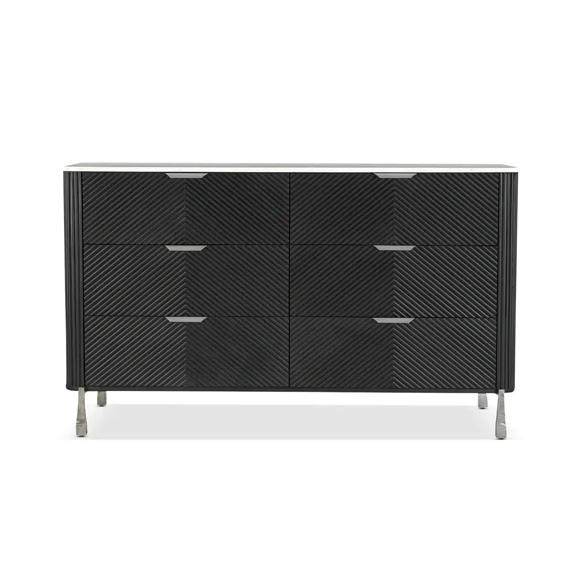 Laila Six Drawer Dresser – Chrome | Metal Frame Storage, Spacious Organization & Contemporary Bedroom Style