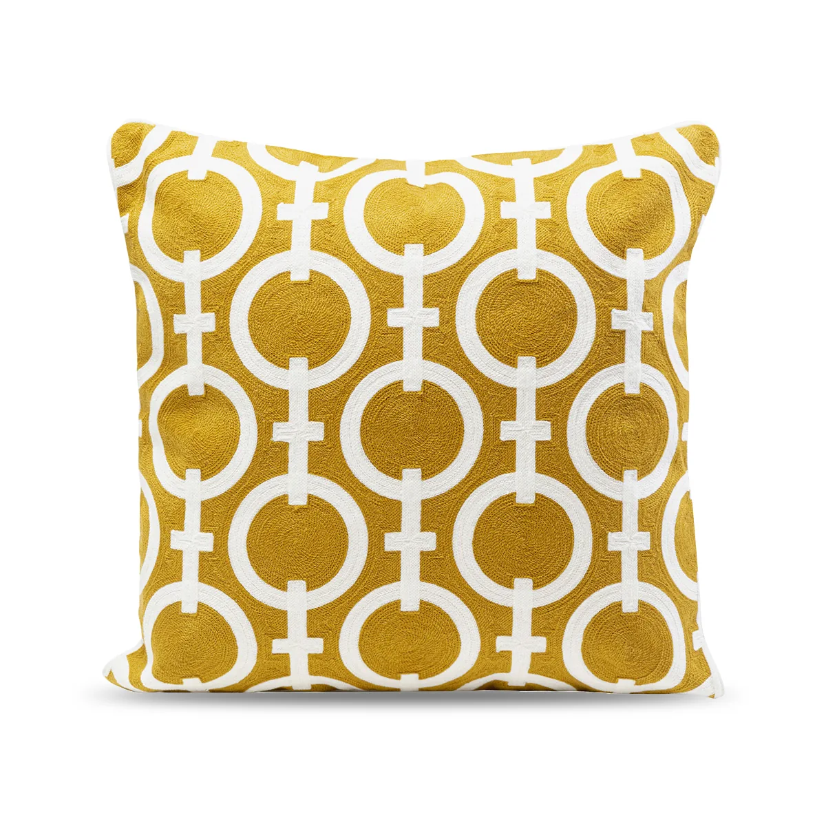 Cushion Catena Chain – Yellow | Patterned Fabric Cushion, Chain Motif & Contemporary Accent Design