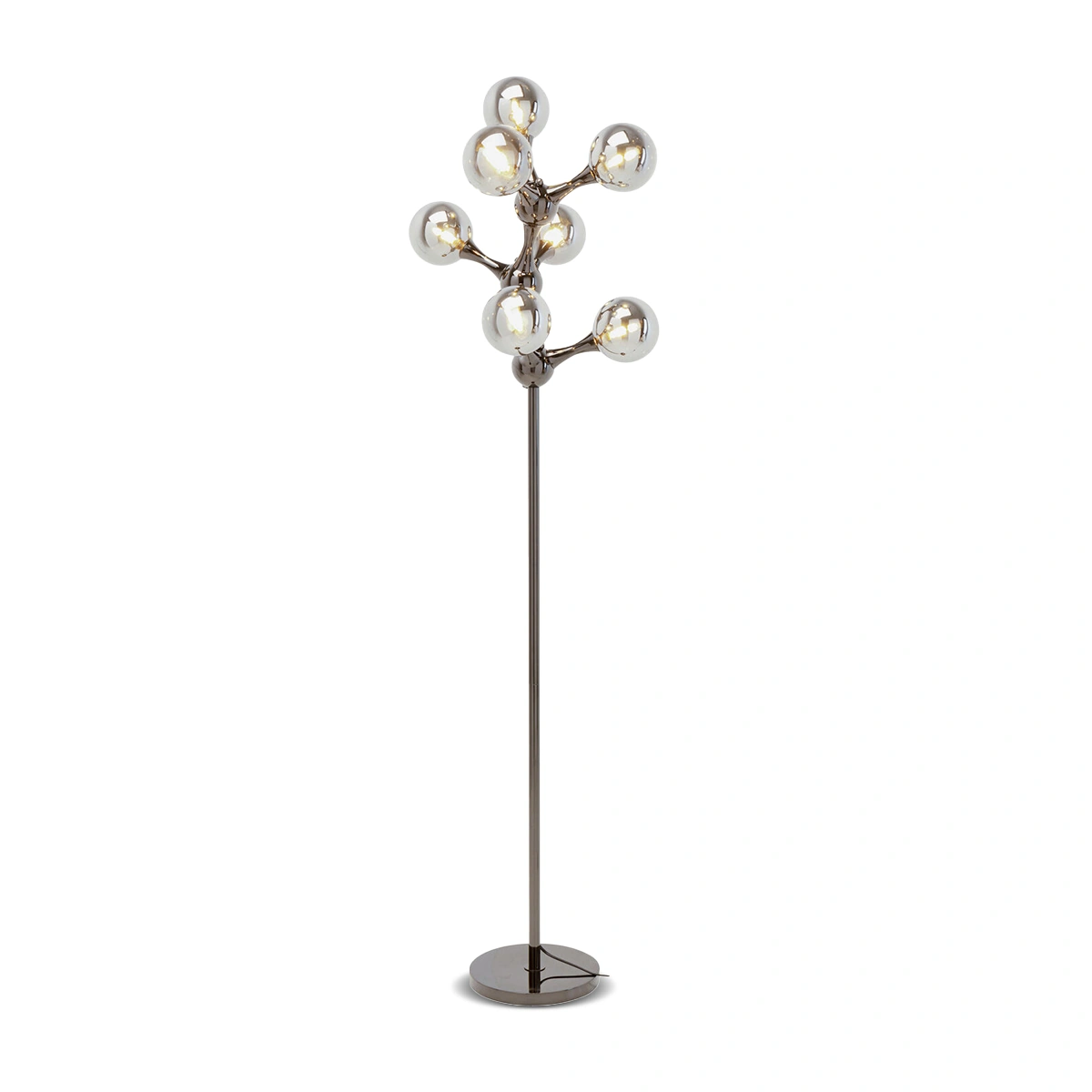 Floor Lamp Atomic Balls – Silver | Metal Frame with Smoke Glass Globes, Modern Sculptural Lighting & Statement Design