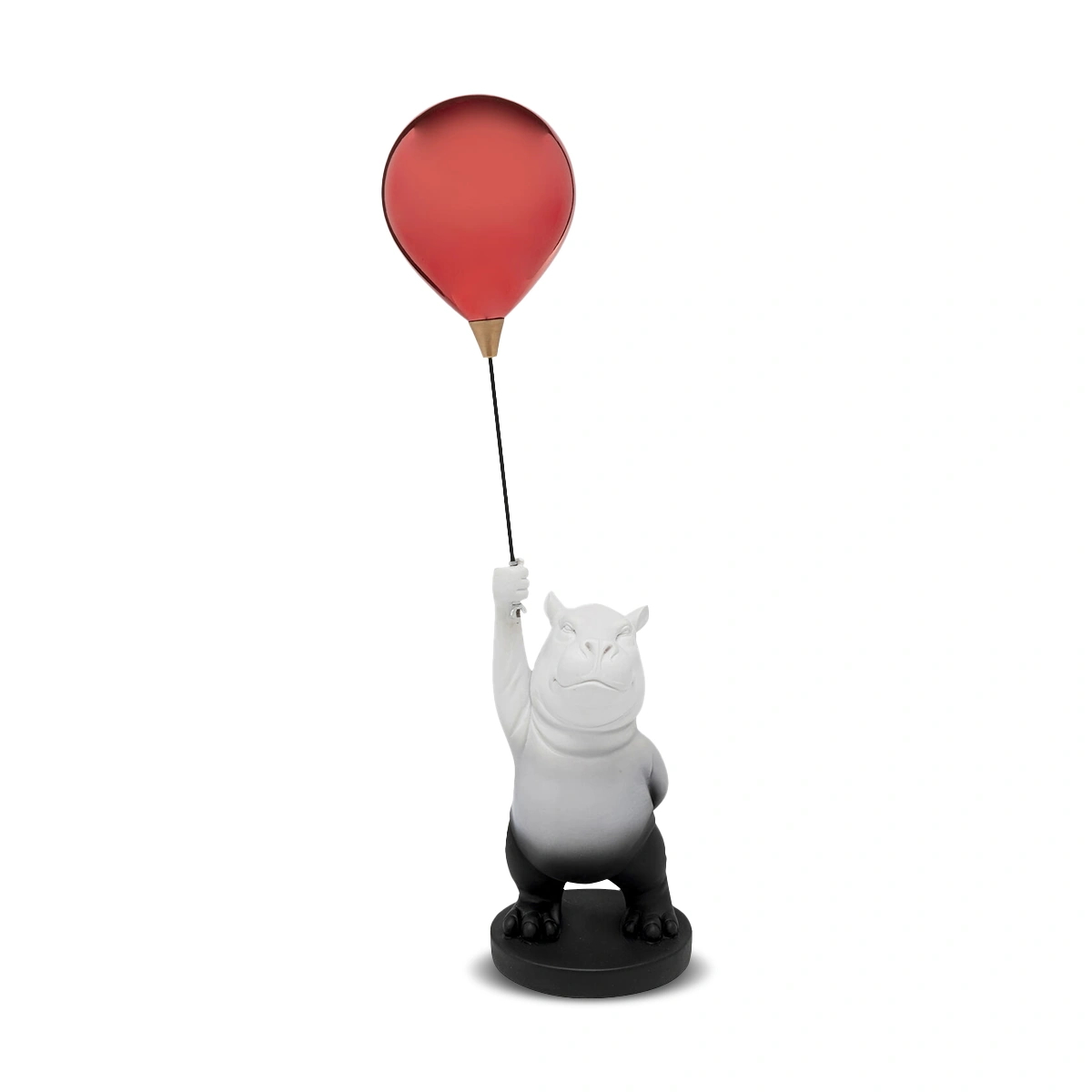 Deco Figurine Balloon Hippo – White | Resin Decorative Sculpture, Glossy Finish & Playful Statement Accent