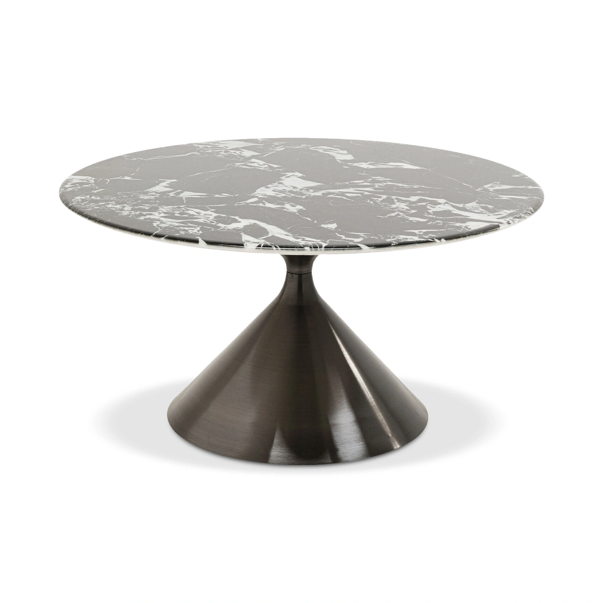 Coffee Table Mambo – Black | Round Coffee Table, Graphite Finish & Modern Sculptural Base