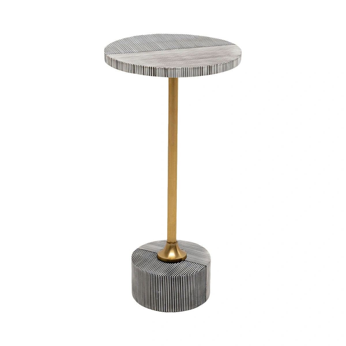 Side Table Domero Double – Black | Metal Side Table, Dual Gold Accent Detail & Contemporary Decorative Table