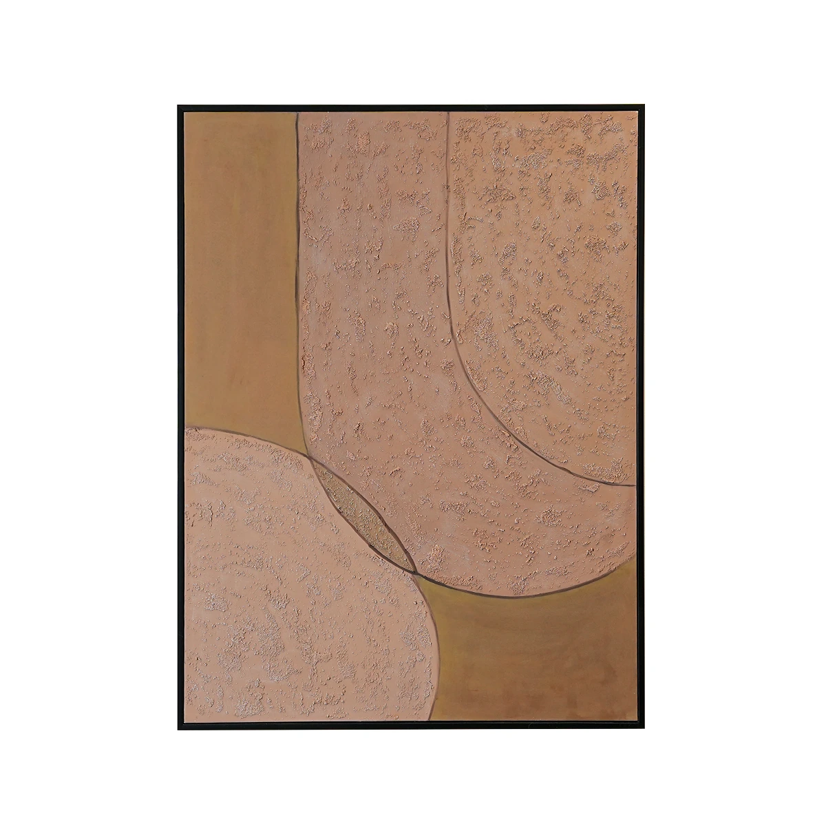Verdant Framed Wall Art – Golden Tan | Hand Painted Canvas Artwork with Warm Earthy Palette and Elegant Wall Décor
