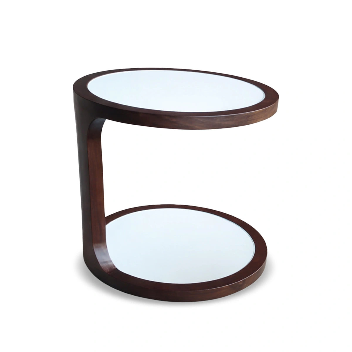 Tinto Side Table – Glass Top | Solid Wood Construction, Round Form & Contemporary Accent Styling