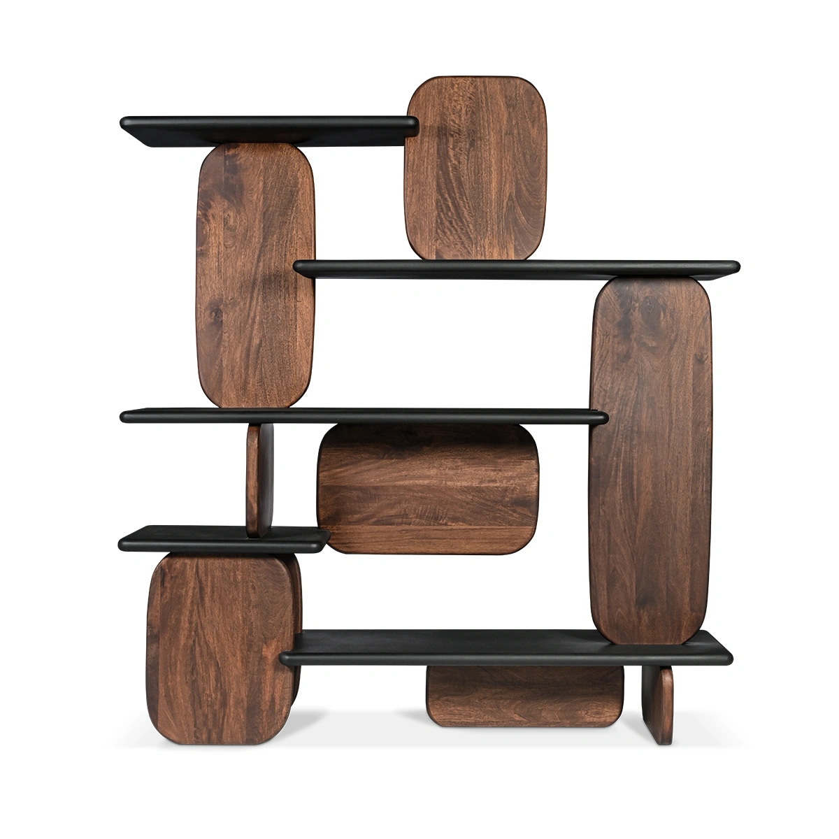 Eclips Book Shelf – Black | Solid Wood Construction, Open Storage Design & Contemporary Living Room Styling