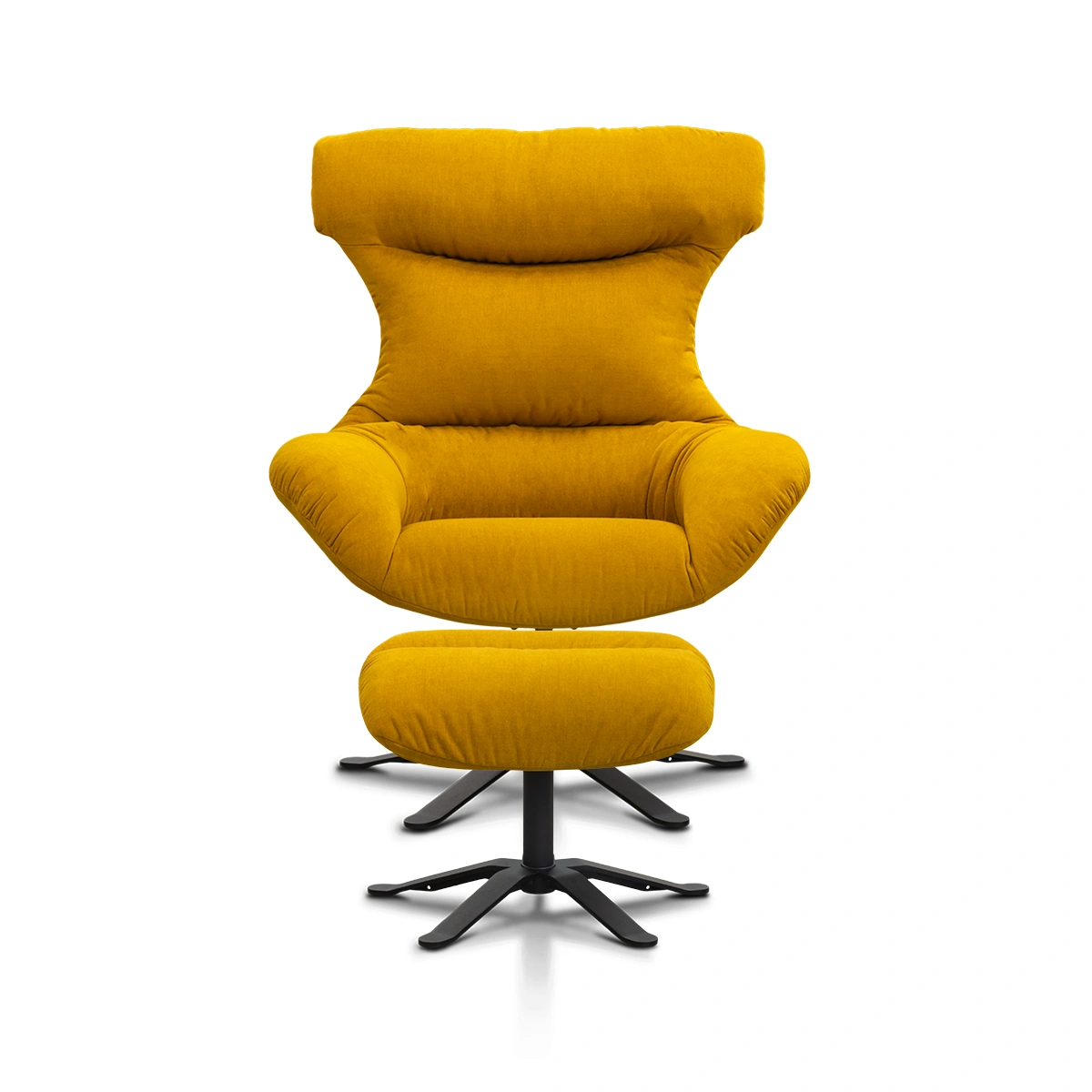Lungo Armchair with Stool – Yellow | Fabric Upholstery, High Back Support & Matching Footstool for Relaxed Lounge Comfort