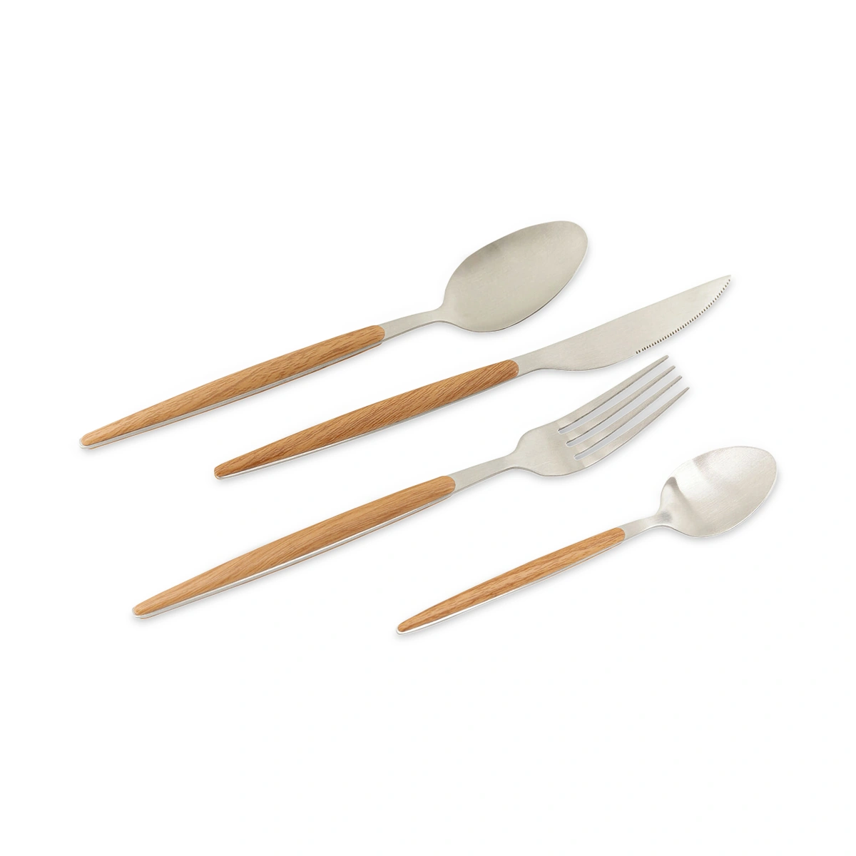 Paris Nature Cutlery Set – Silver | Stainless Steel Matte Finish Dining Cutlery Collection (16 Piece Set)