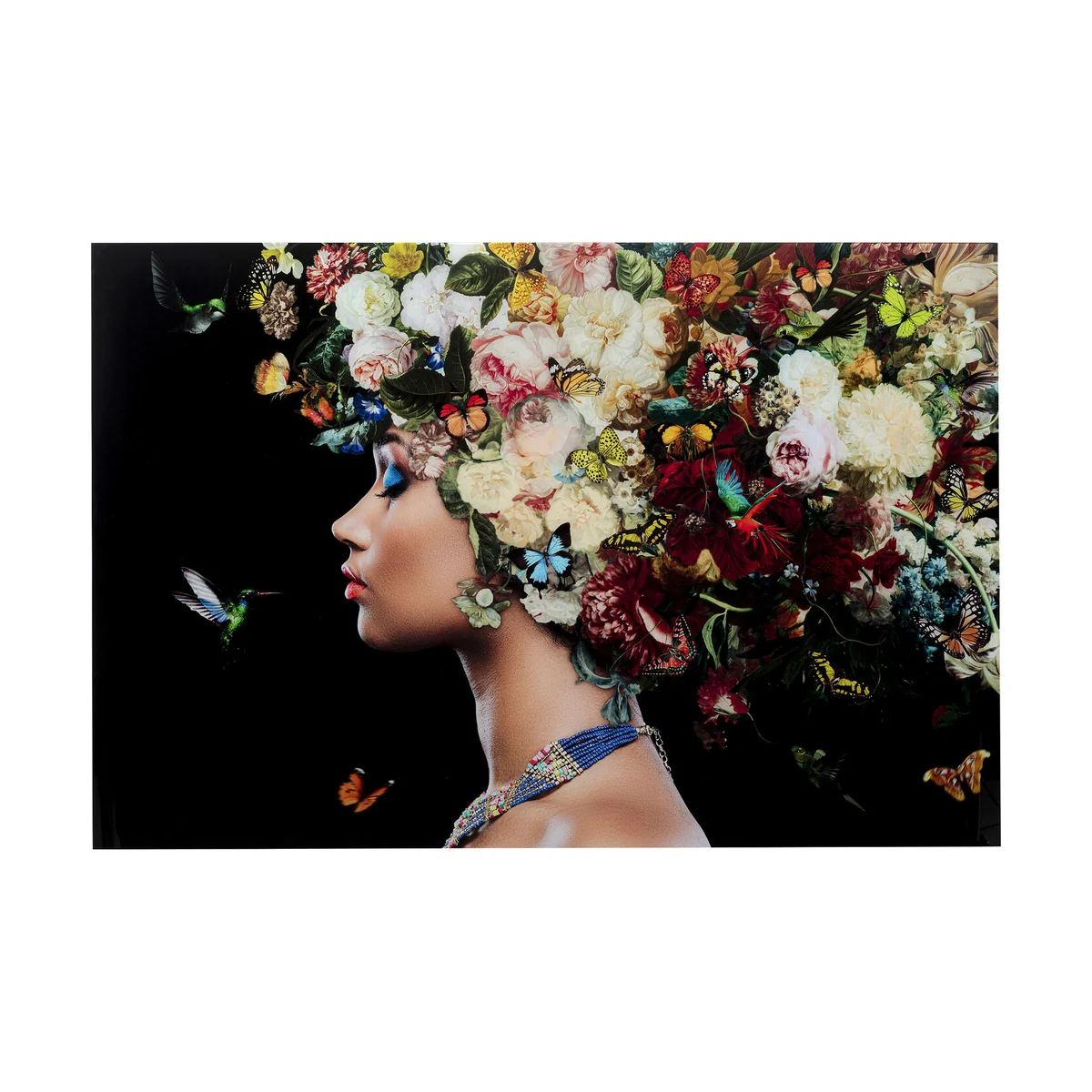 Bunch of Flowers Multicolor Glass Picture, Large