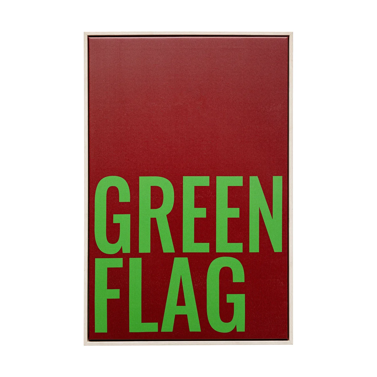 Vivid Green and Red Flag Art Picture, Brown Polystyrene Frame, 60 x 40 cm