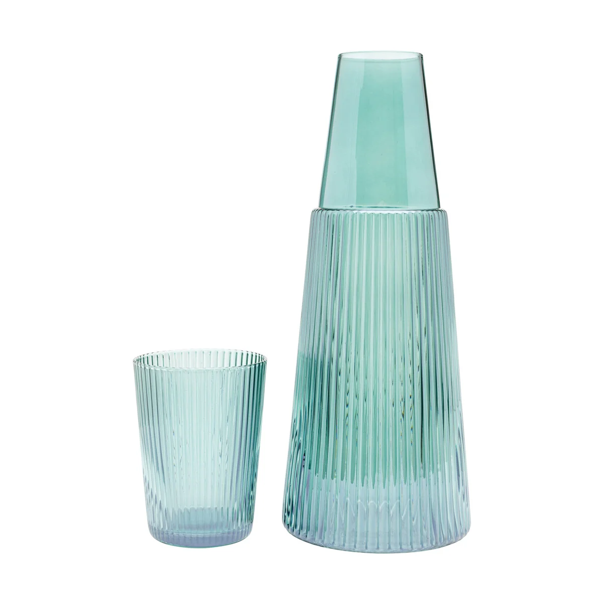 Rumba Carafe with Matching Drinking Glass - Vibrant Green, Colored Glass, 25.5cm Height