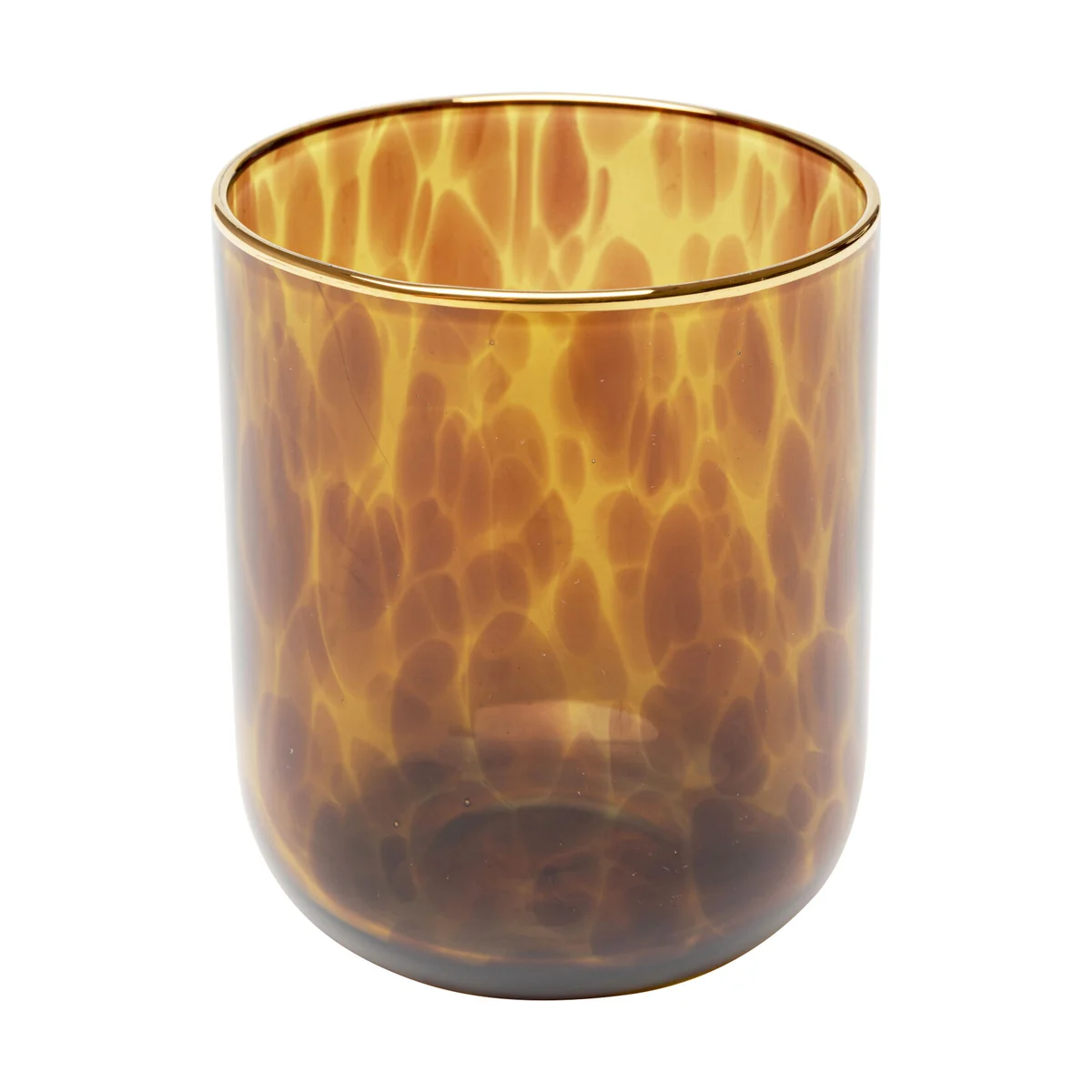 Caramel Colored Glass Water Glass with Gold Rim