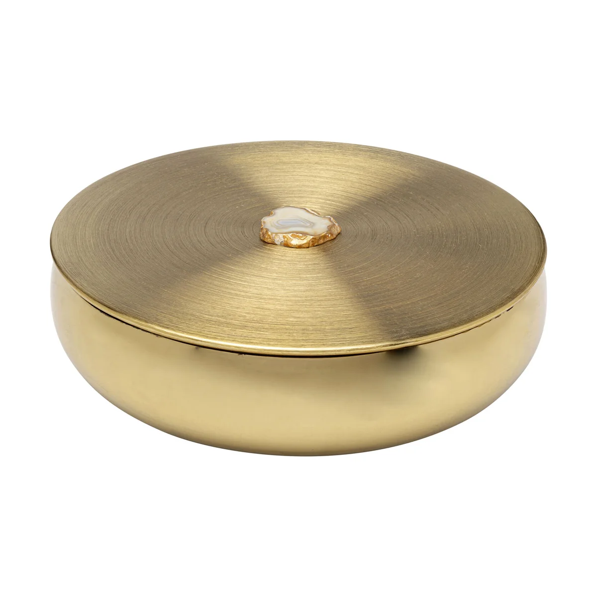 Shine Deco Gold Steel Box with Agate Stone Handle, 31cm