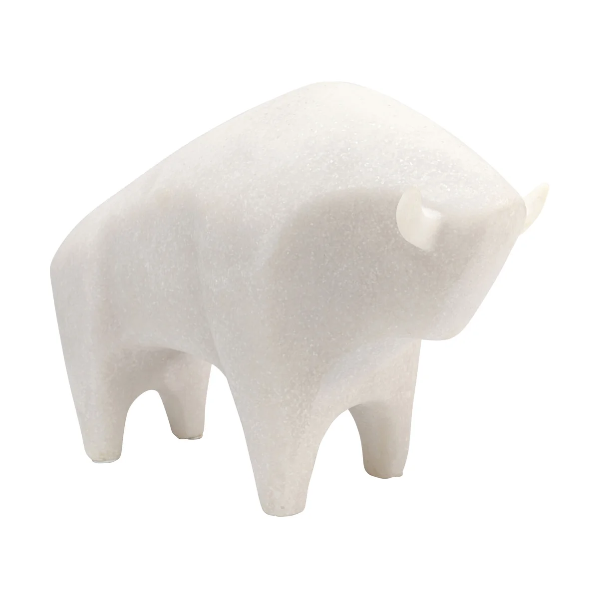 White Polysandstone Soft Bull Decorative Figurine - 29 x 12 x 20cm