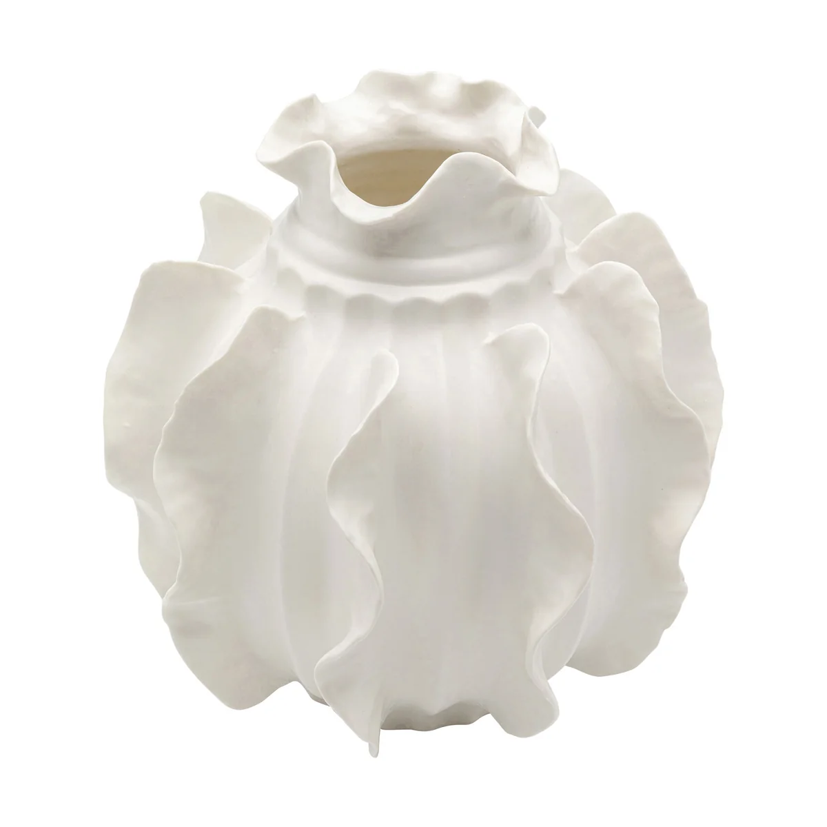 White Small Viento Vase in Hand-Painted Porcelain
