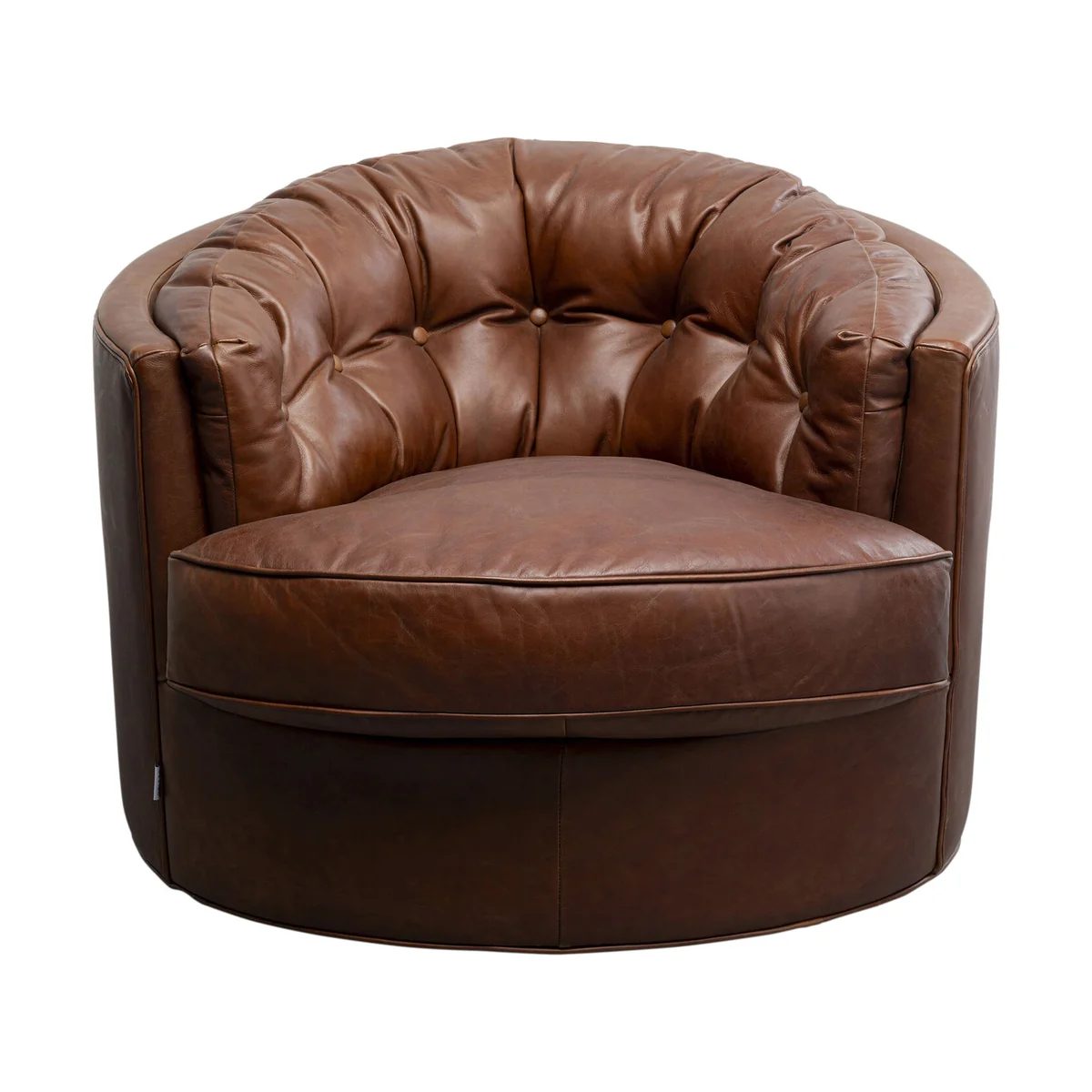 Music Hall Leather Swivel Armchair - Brown