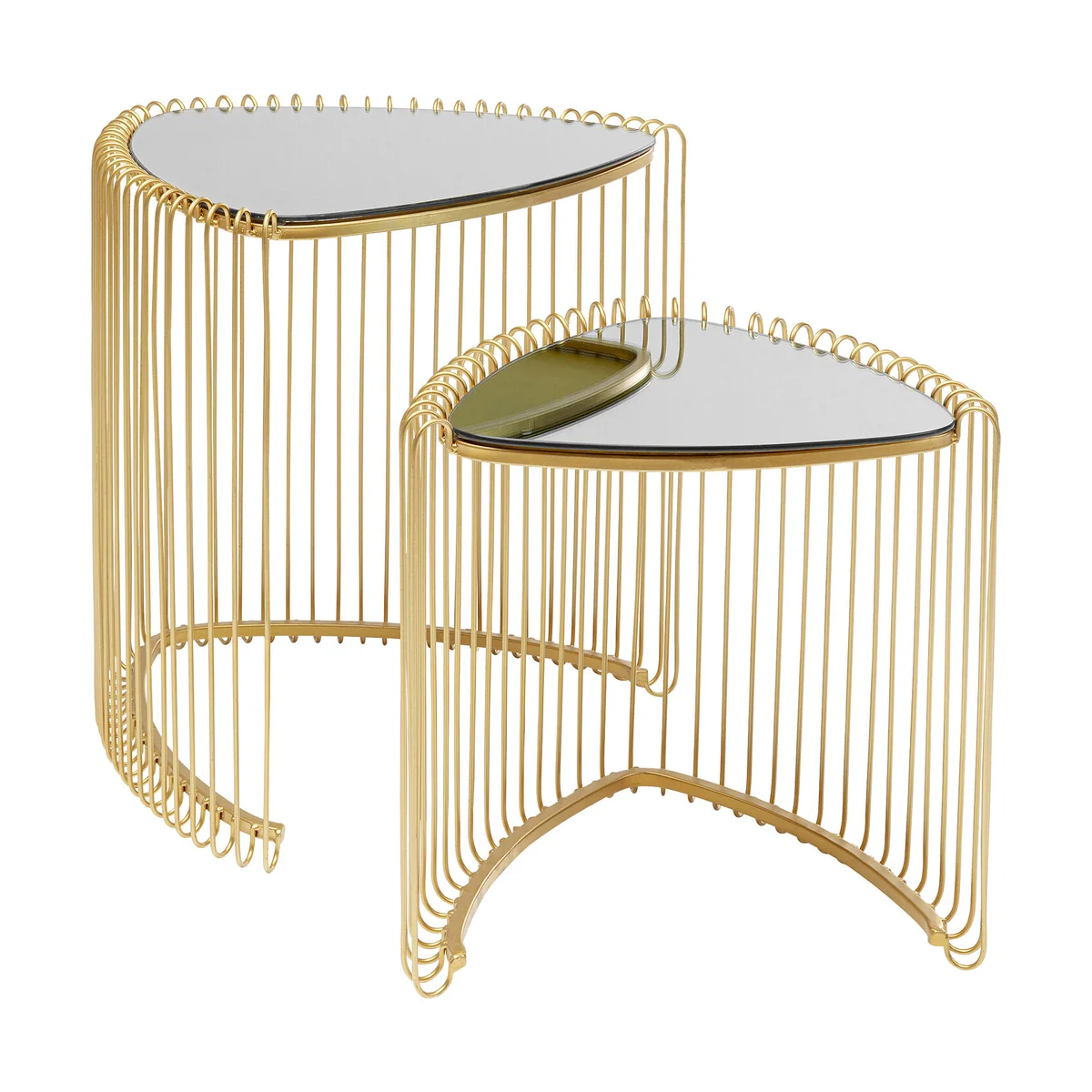 Golden Steel Wire Triangle Side Table Set of Two