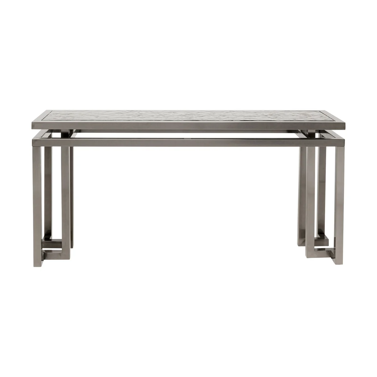 Rush Console in Grey Glass and Chrome Steel, 158x45x77cm